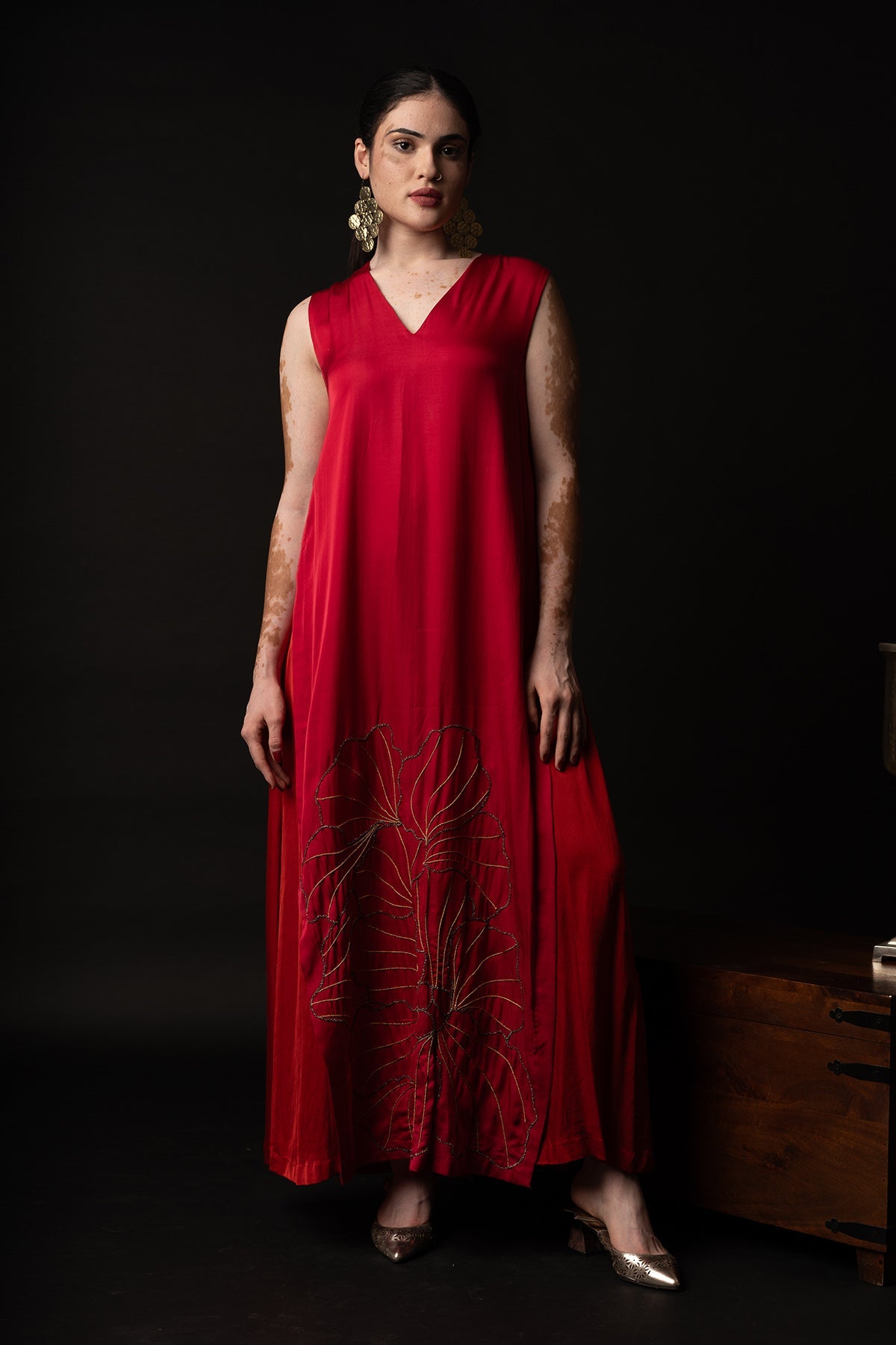 Buy Ombre Embroidered Maxi Dress by Krishnamani for Women online at ScrollnShops