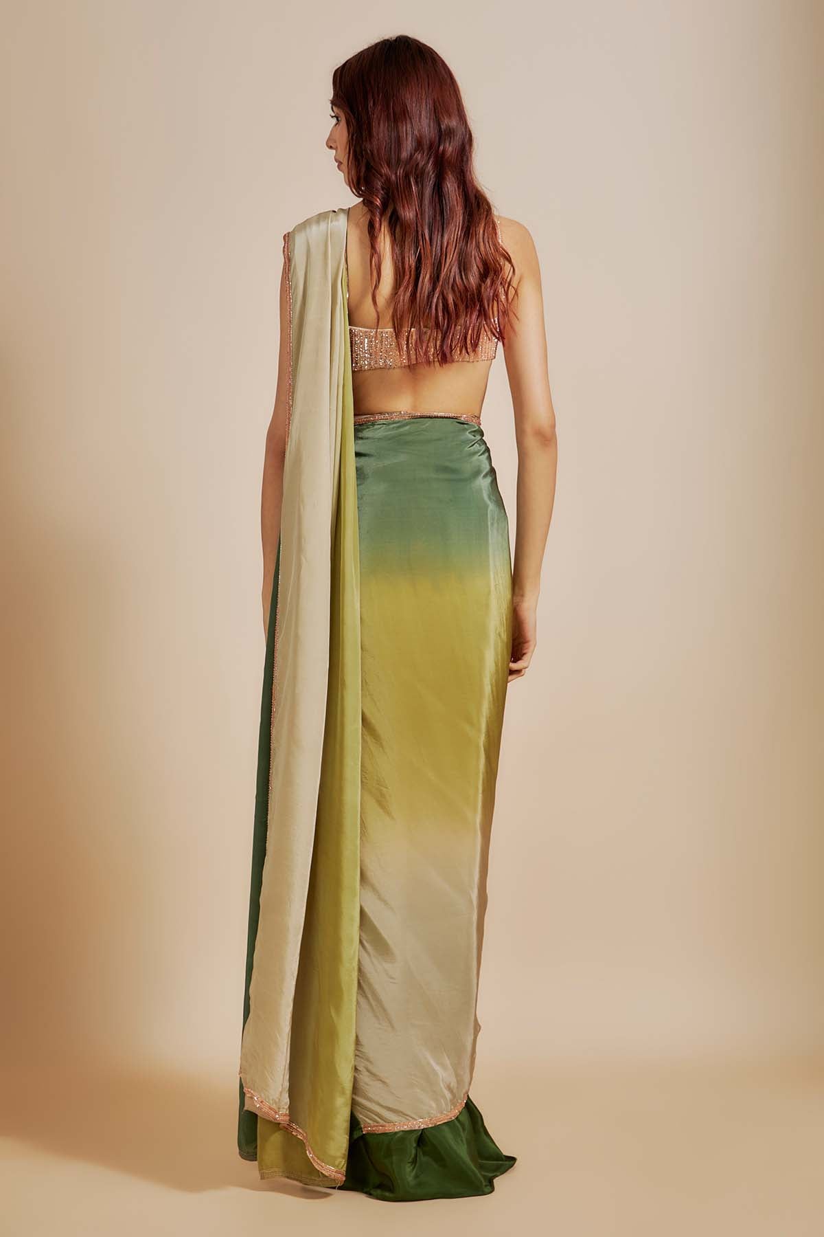 Ombre Embroidered Saree & Blouse