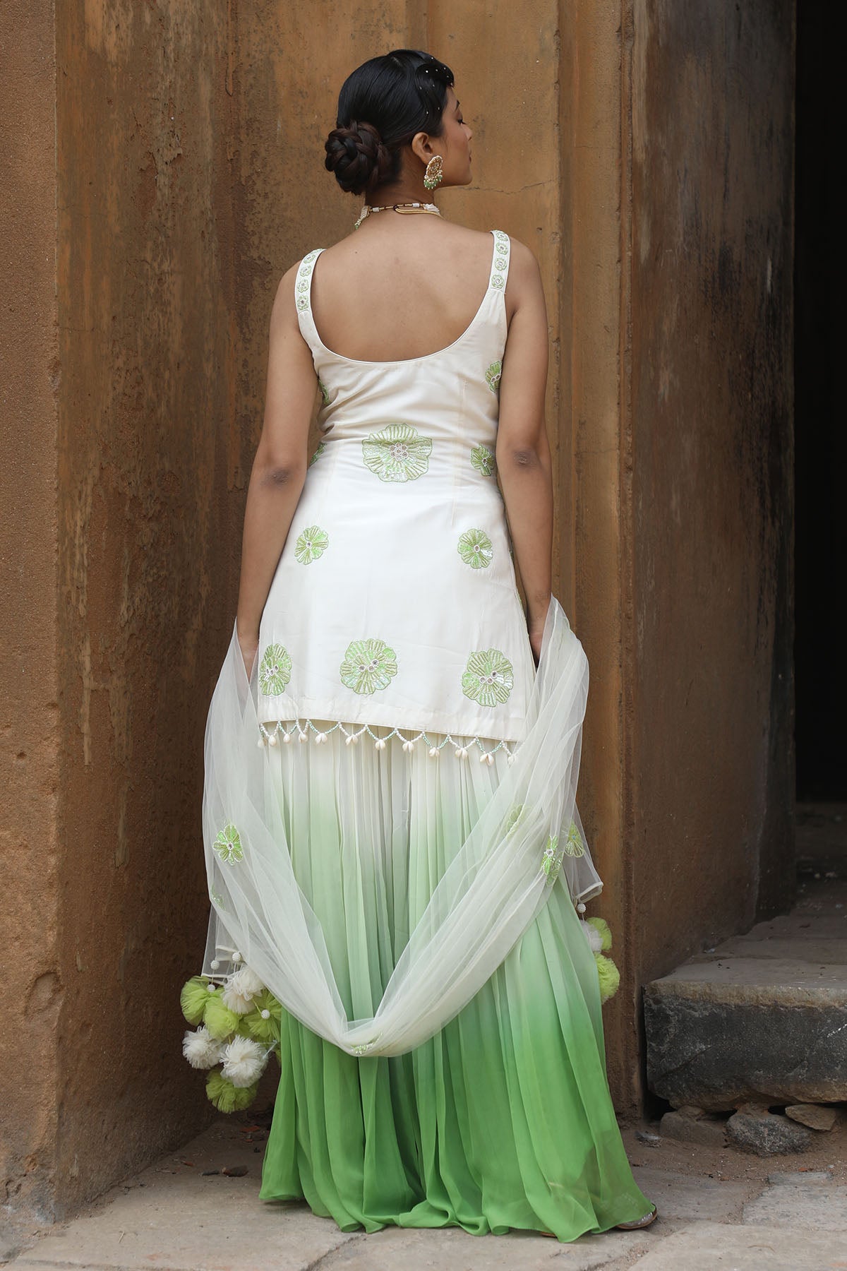 Ombre Embroidered Sharara Set