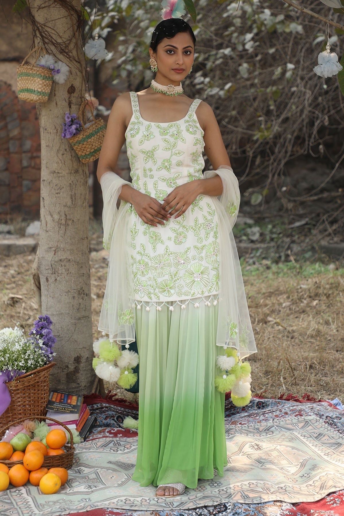 Buy Ombre Embroidered Sharara Set by Nitisha Kashyap for women online at ScrollnShops