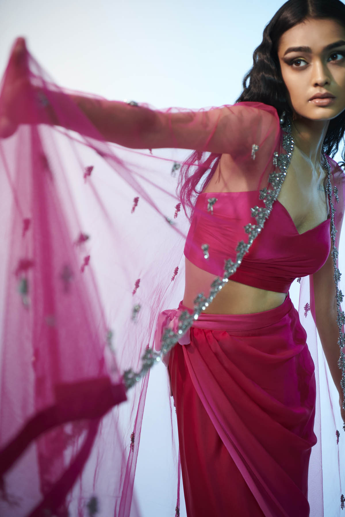 Ombre Embroidered Skirt Set