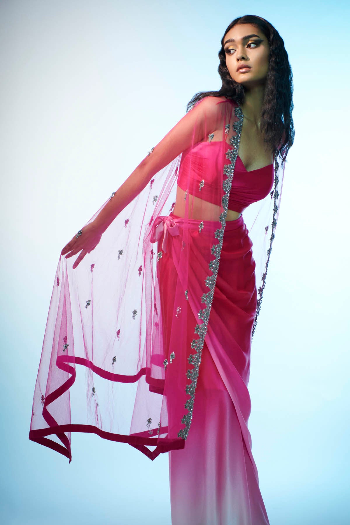 Ombre Embroidered Skirt Set