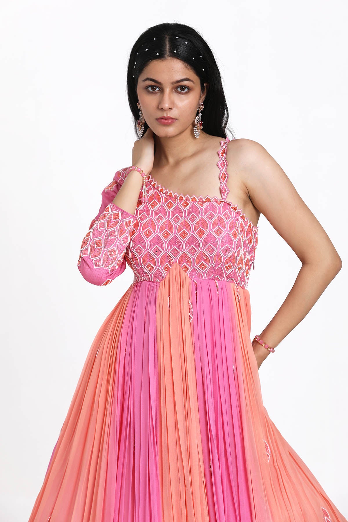 Ombre Gather Anarkali & Dupatta