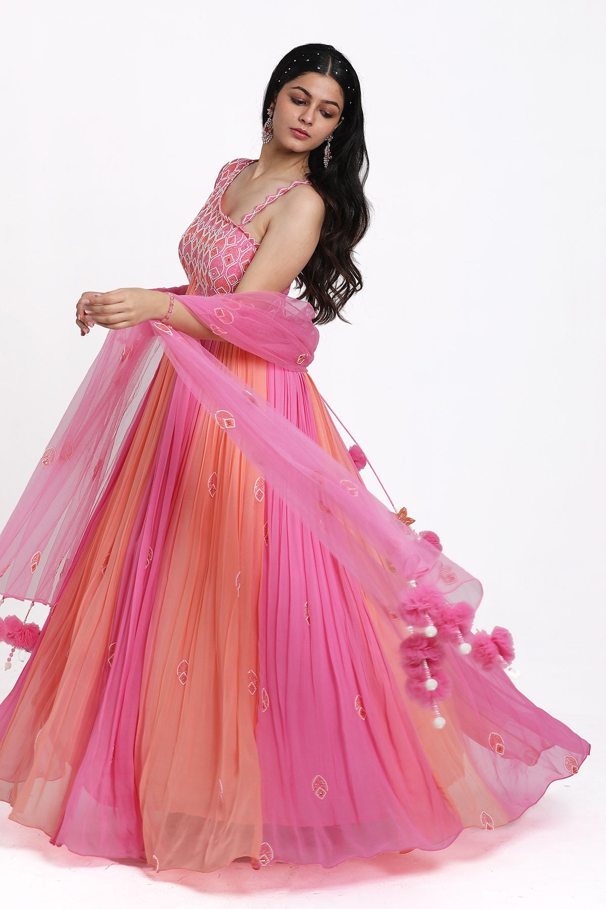 Ombre Gather Anarkali & Dupatta