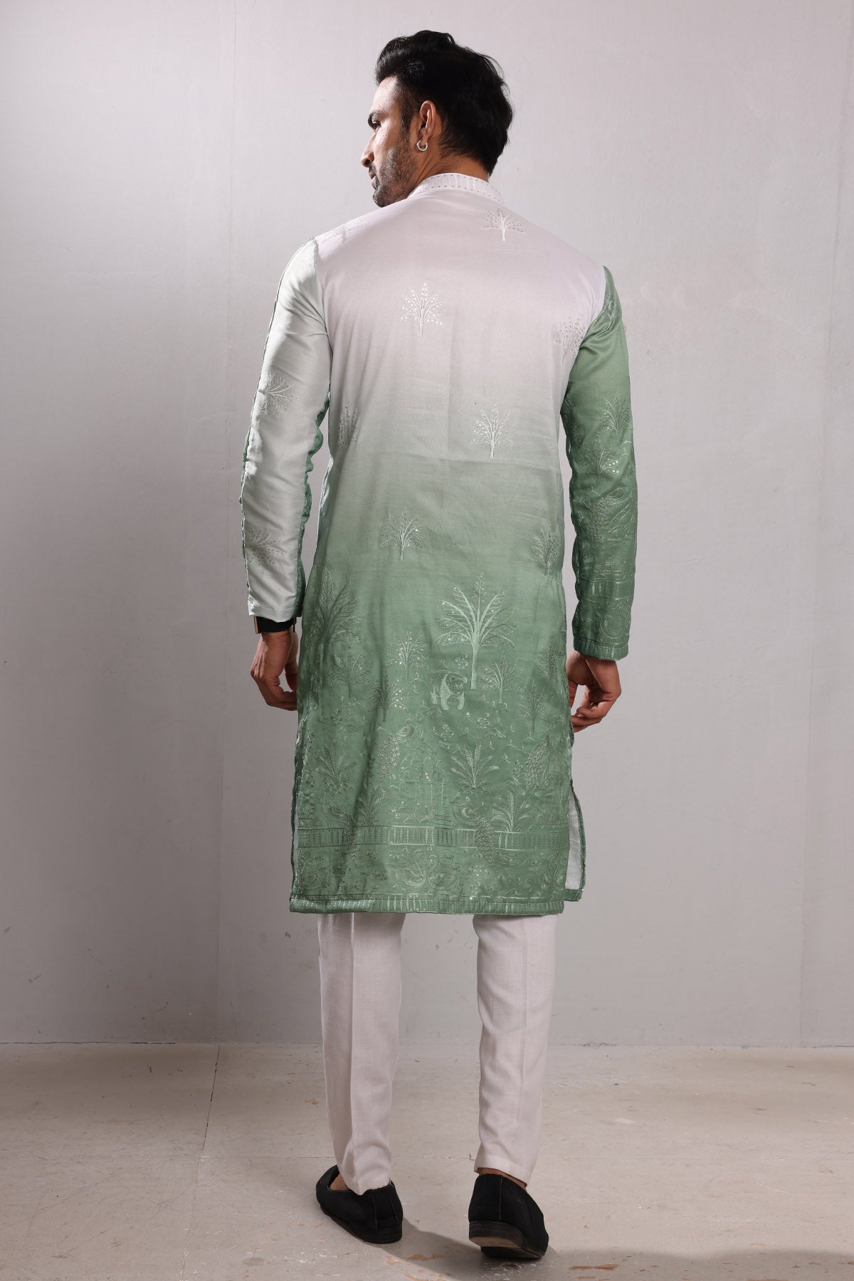 Ombre Green Embroidered Kurta