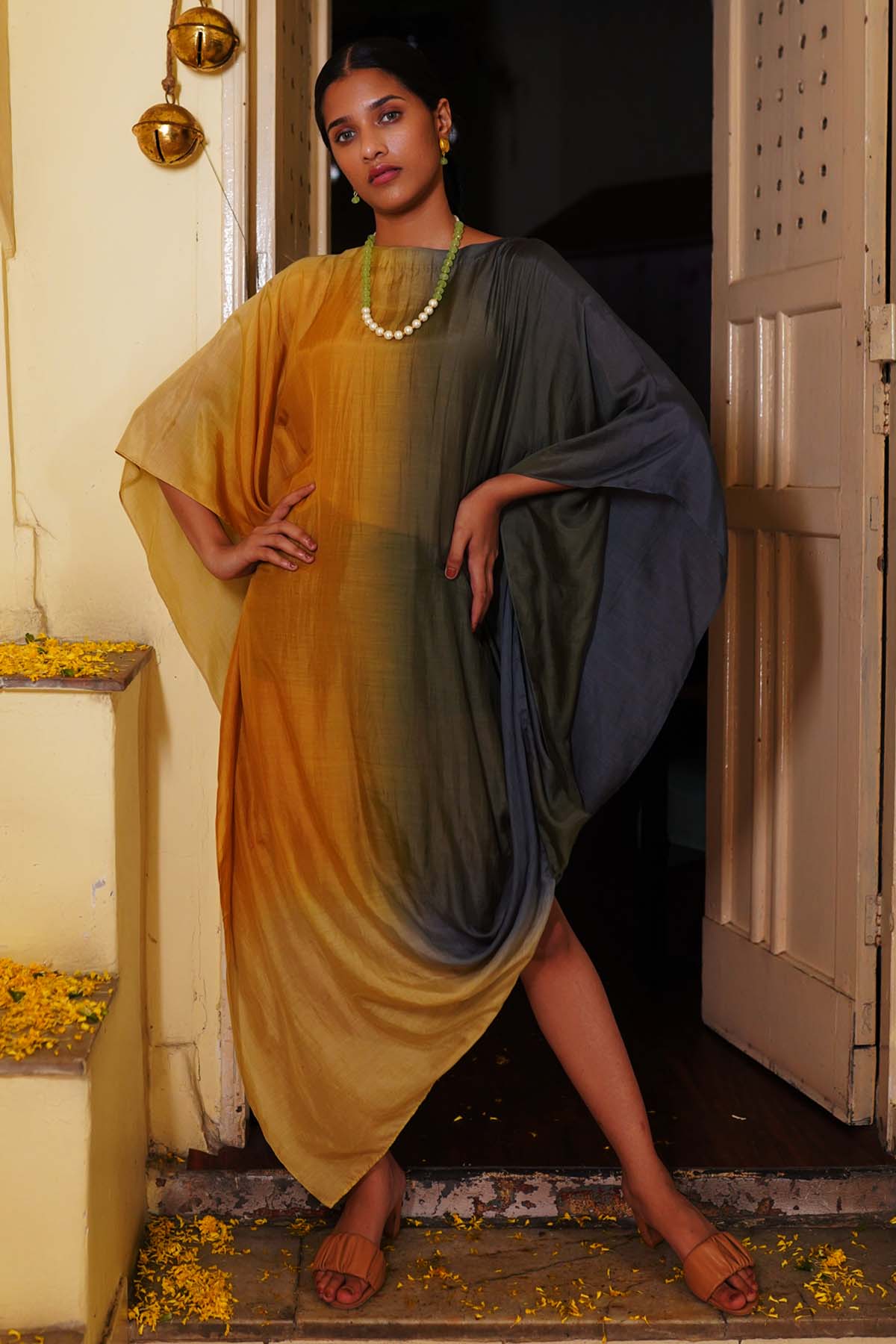 Buy Anamika Khandelwal Ombre Hand Dyed Drape Kaftan