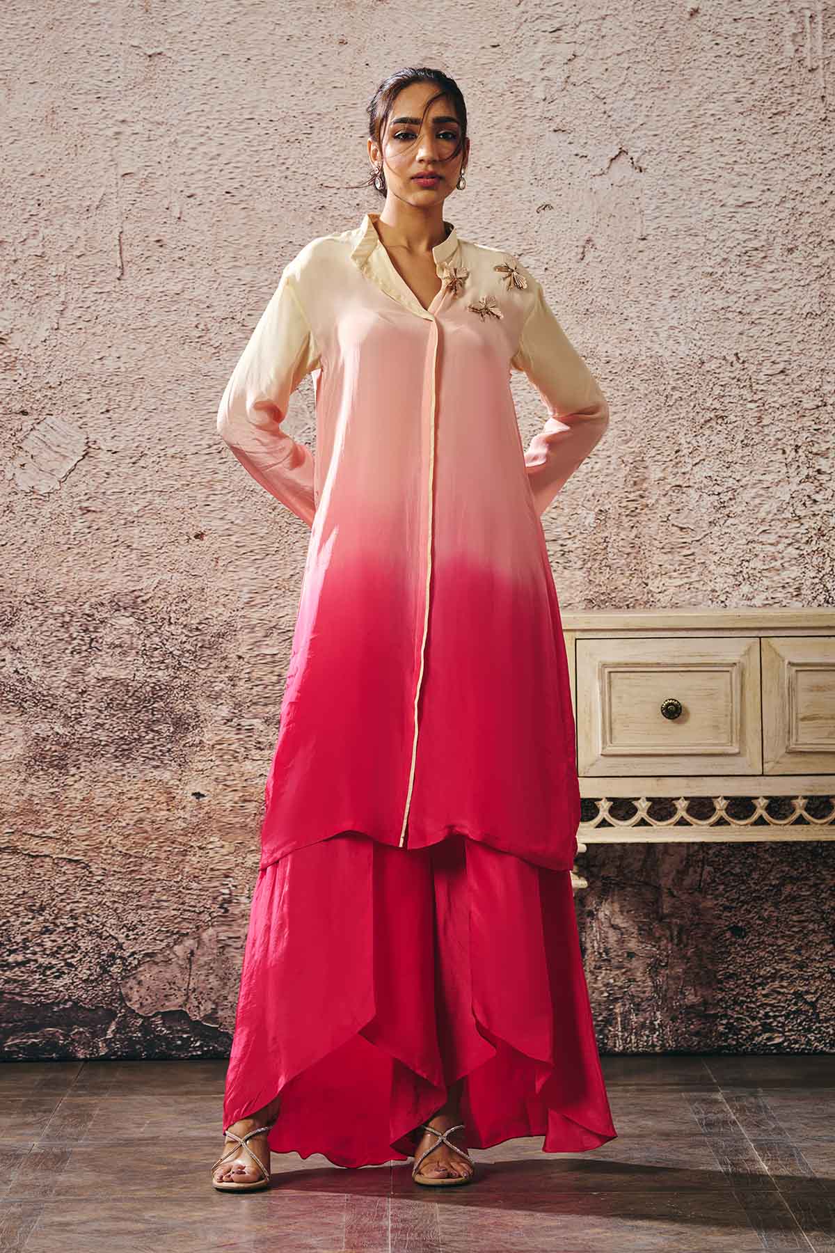 Buy Ombre Long Shirt & Flared Pants by Masumi Mewawalla for women online at ScrollnShops