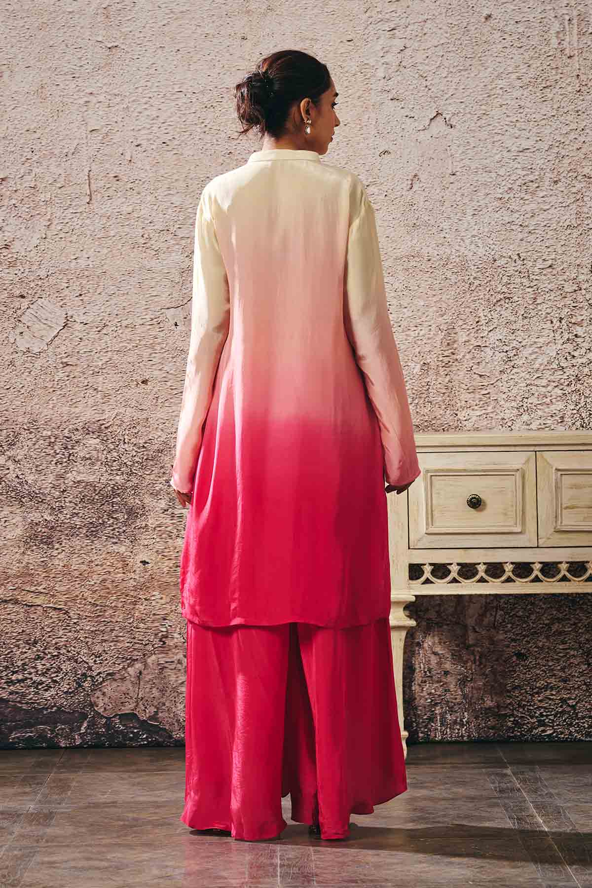 Ombre Long Shirt & Flared Pants