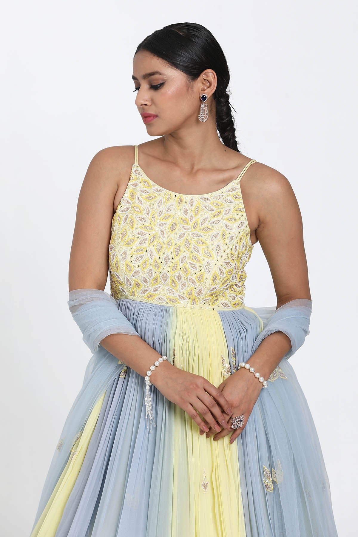 Ombre Mirror Work Anarkali Set