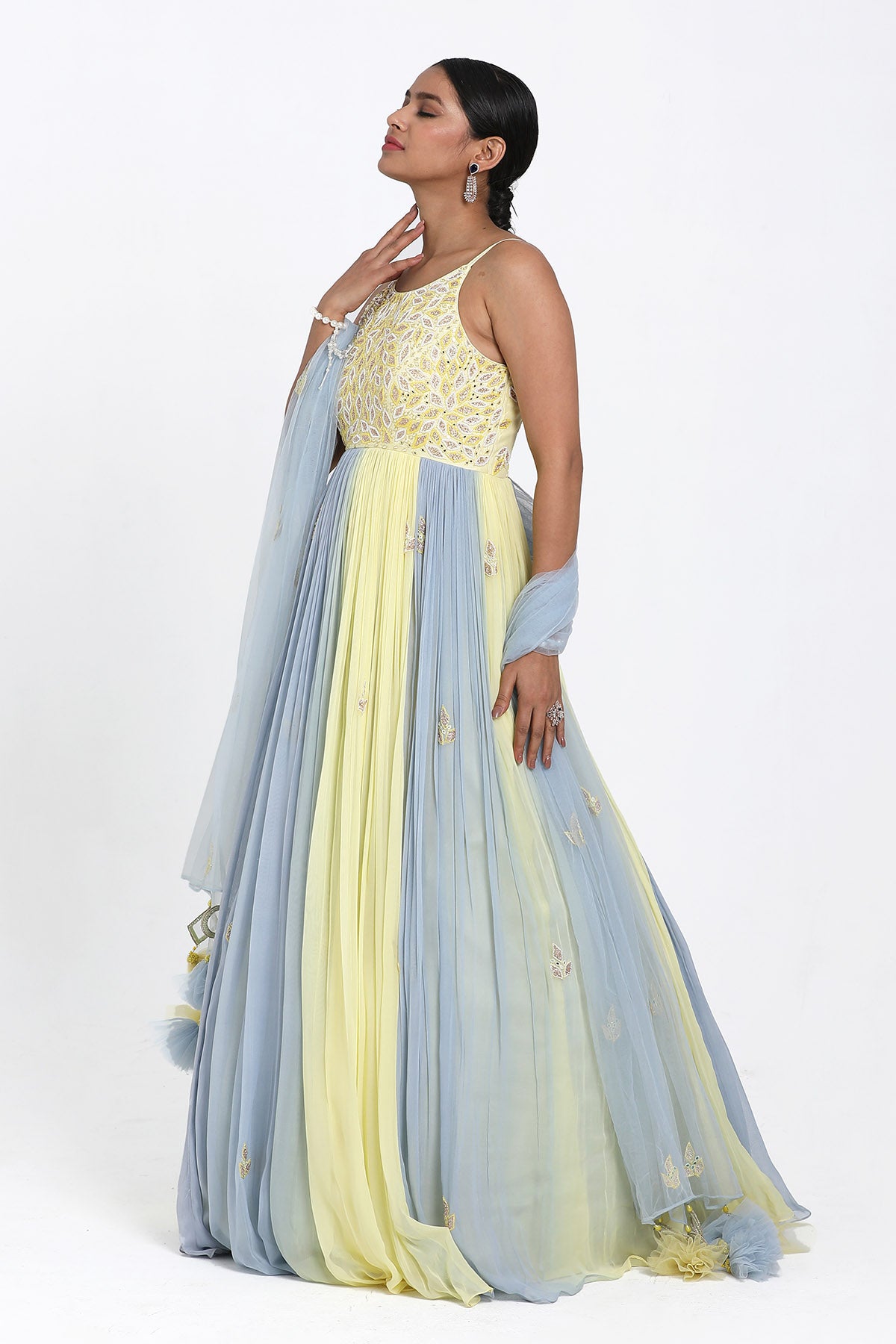 Ombre Mirror Work Anarkali Set