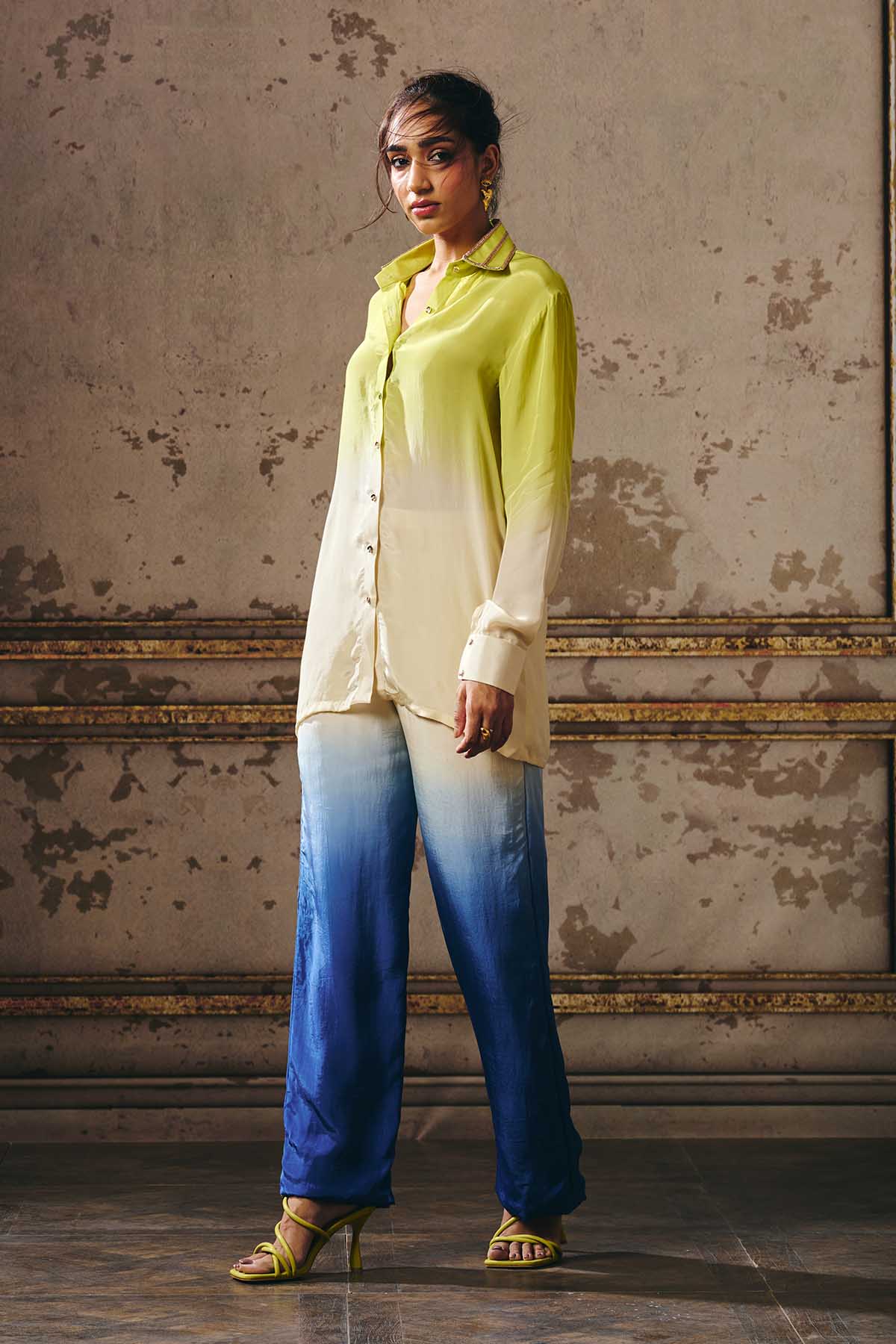 Ombre Natural Crepe Co-ord Set