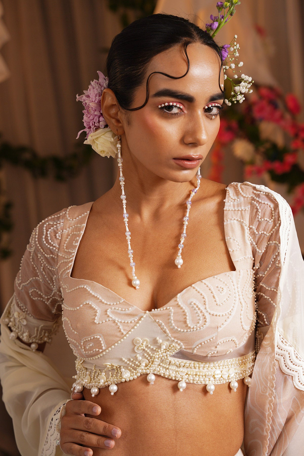 Ombre Pearl Work Lehenga Set