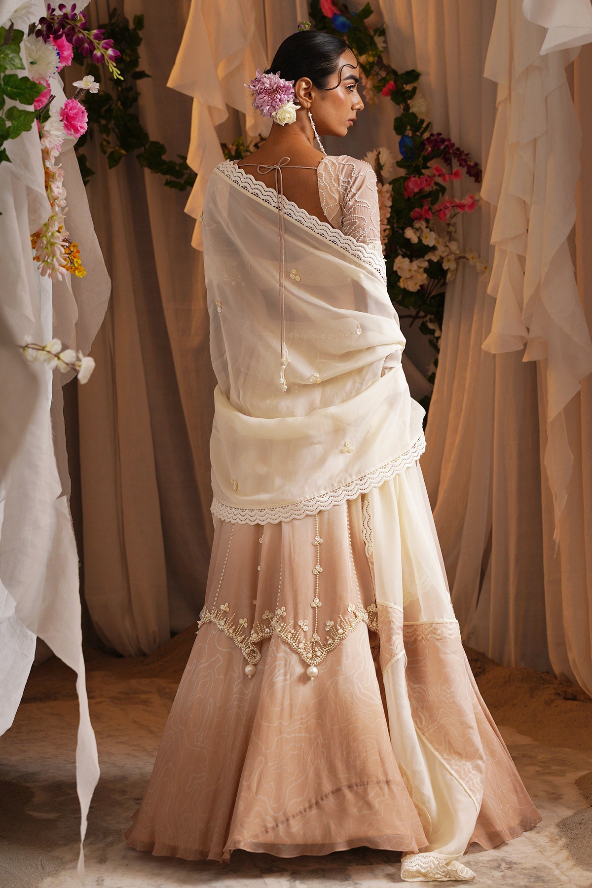 Ombre Pearl Work Lehenga Set