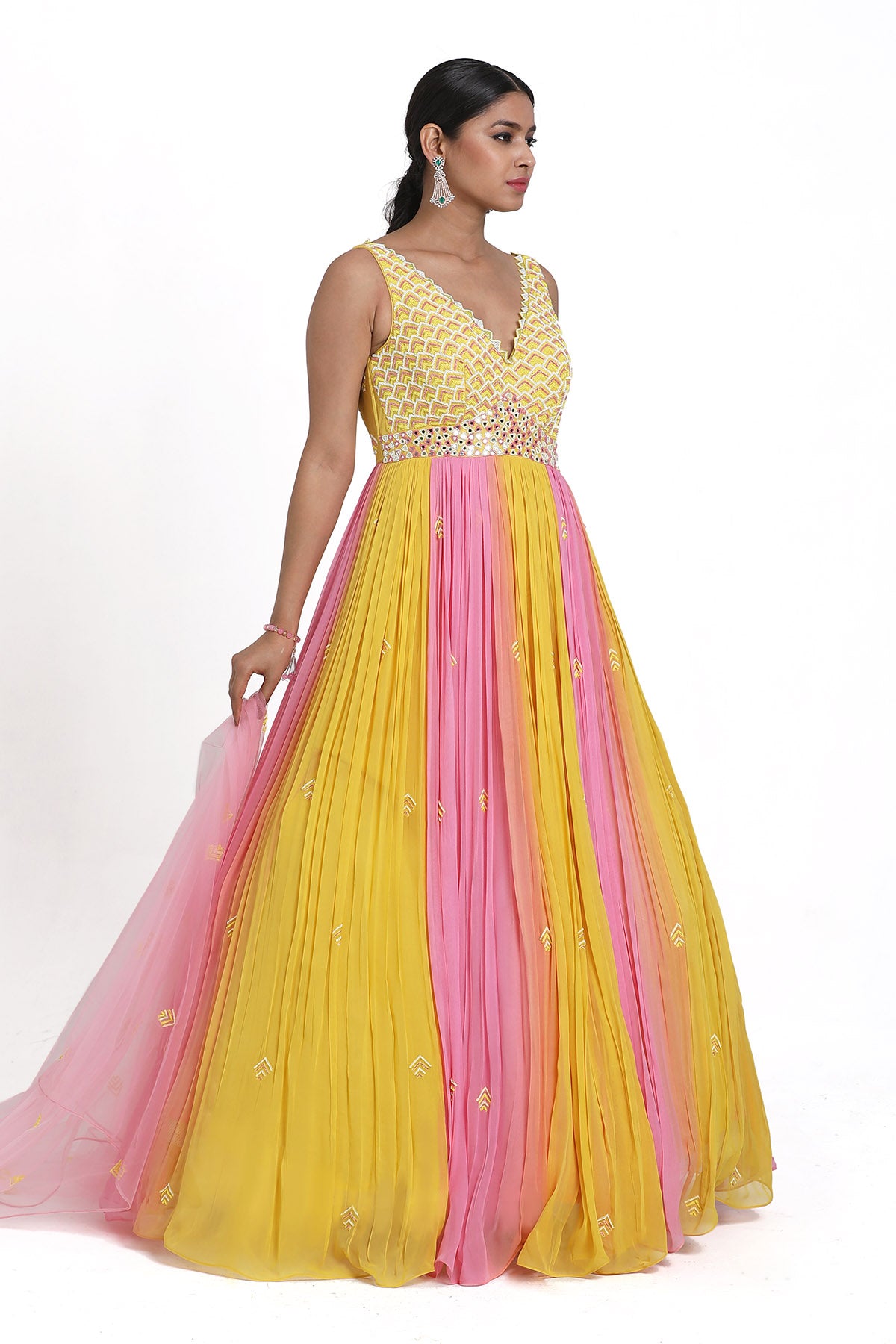 Ombre Resham Work Anarkali Set