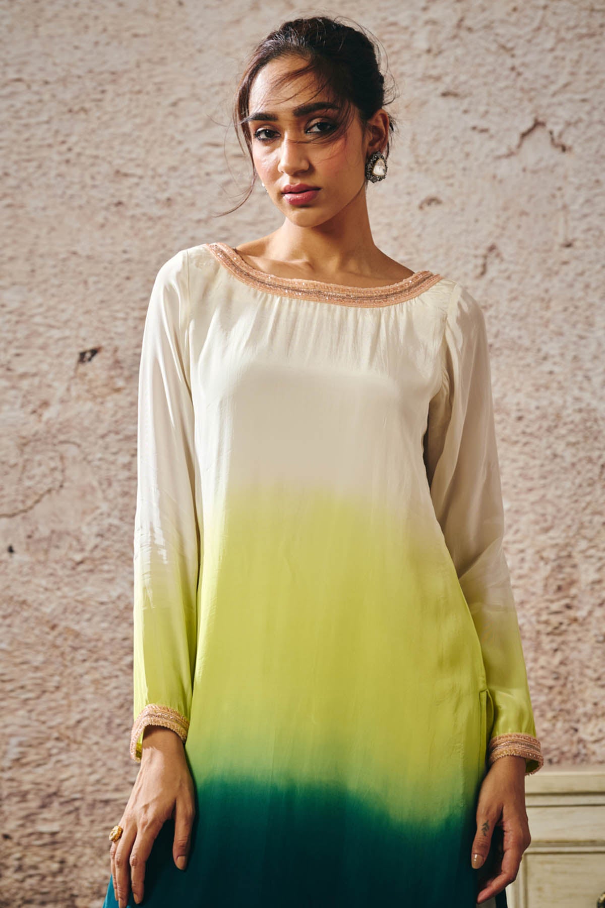 Ombre Round Neck Kurta & Pants