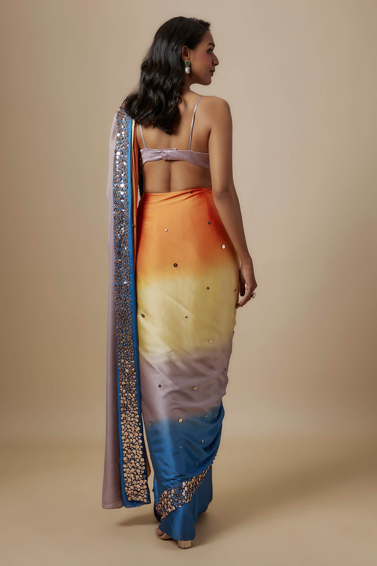 Ombre Saree & Sleeveless Blouse