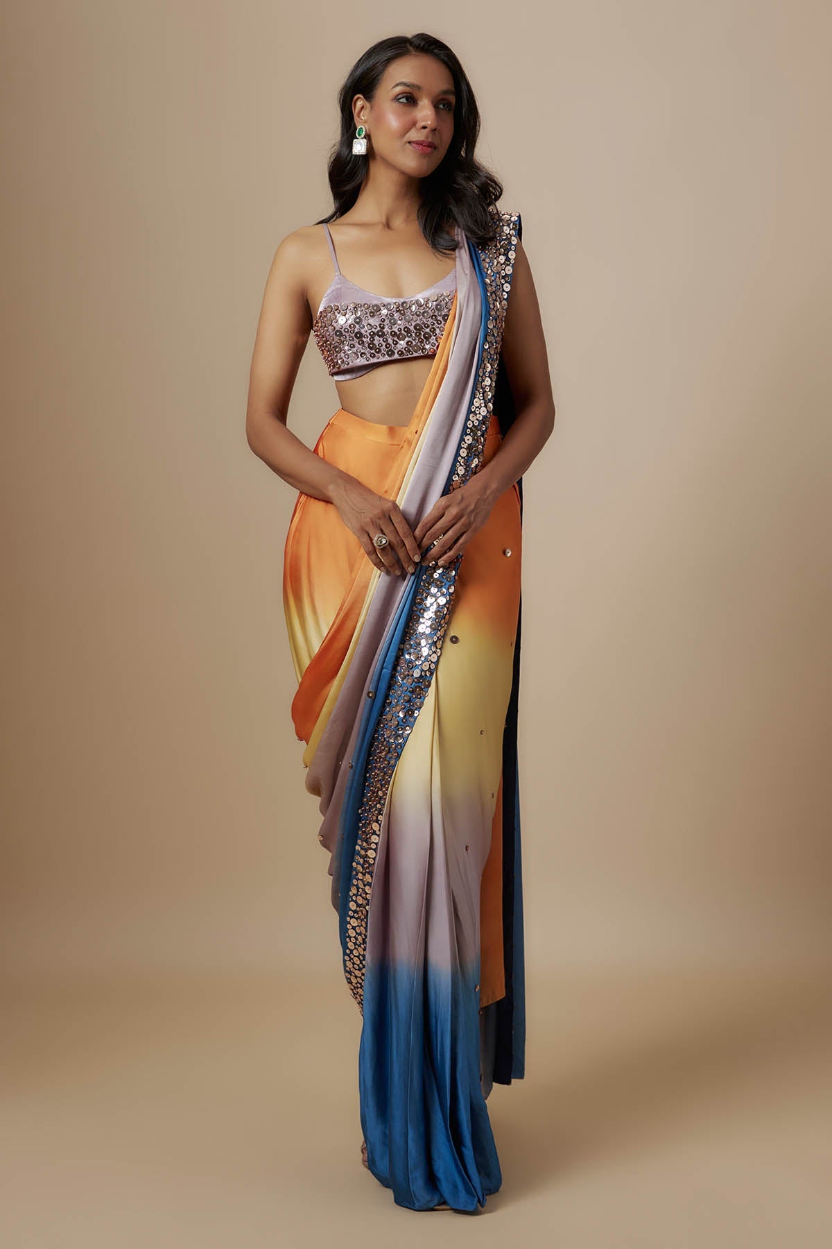 Buy Ombre Saree & Sleeveless Blouse by Masumi Mewawalla for women online at ScrollnShops