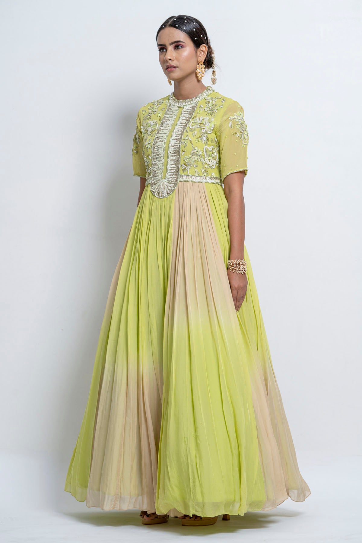 Ombre & Sequins Flared Gown