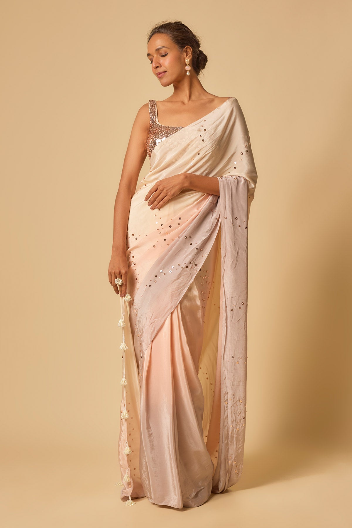 Ombre Sequins Pre-Stitched Saree