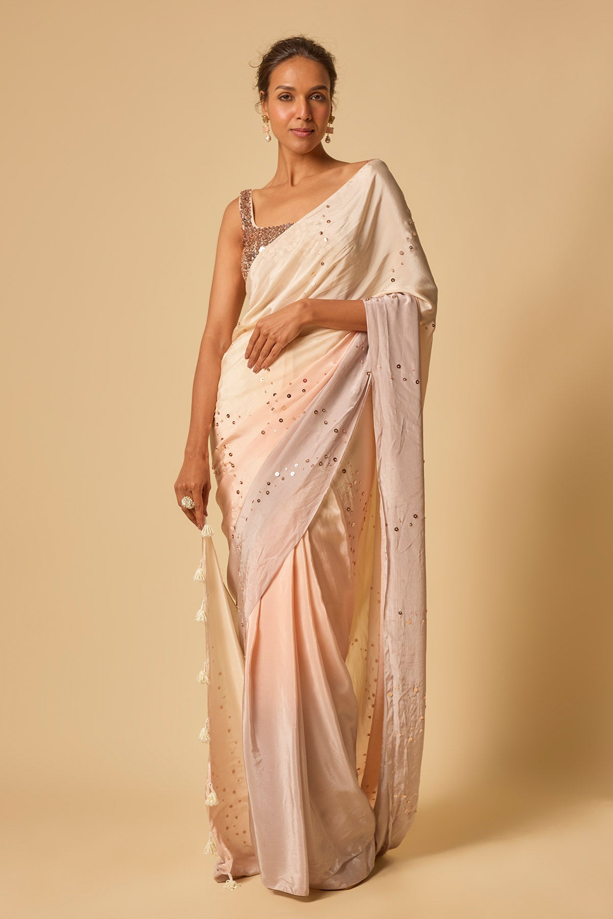 Ombre Sequins Pre-Stitched Saree