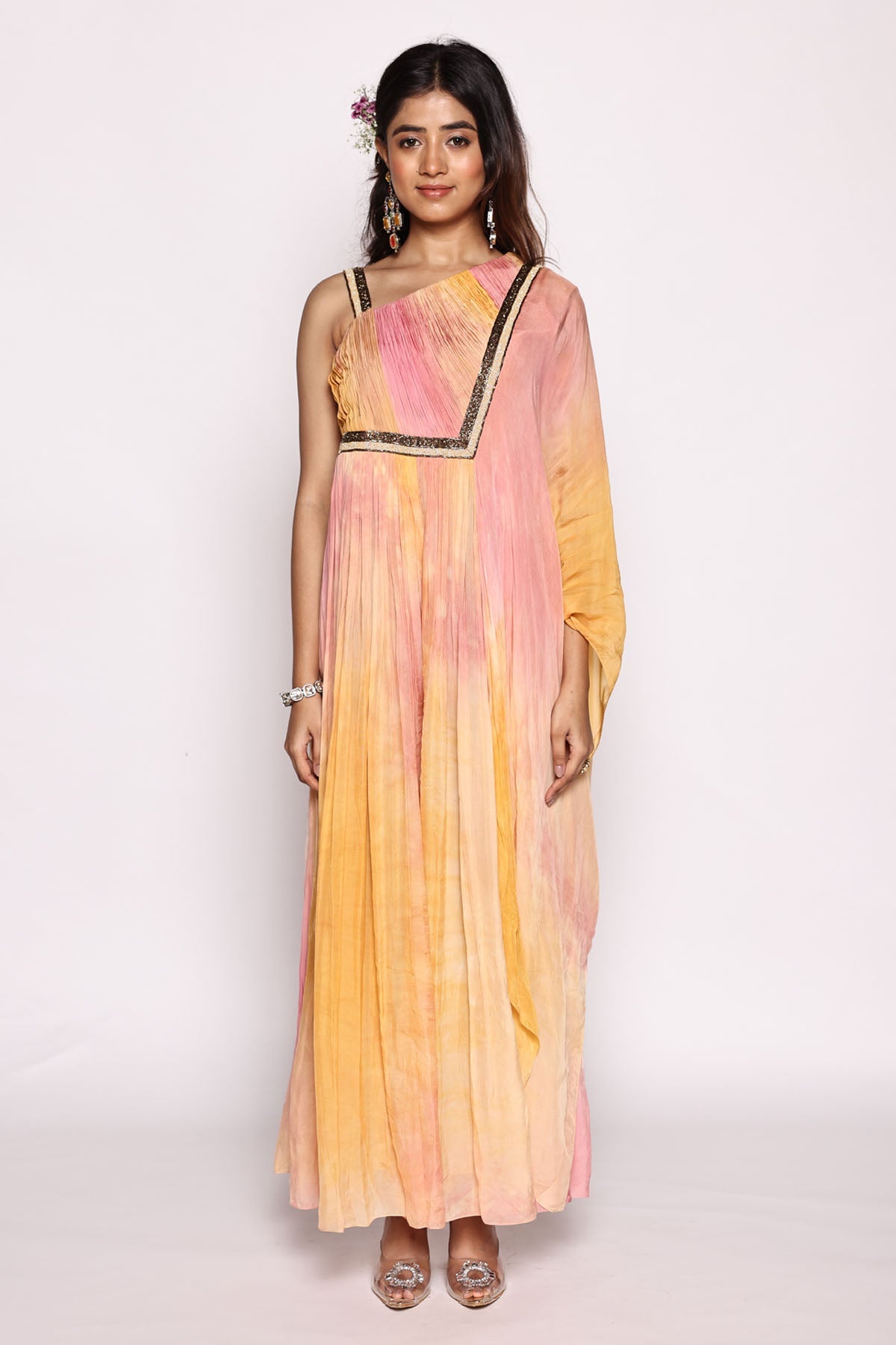 Ombre Silk Flat Chiffon Jumpsuit at ScrollnShops