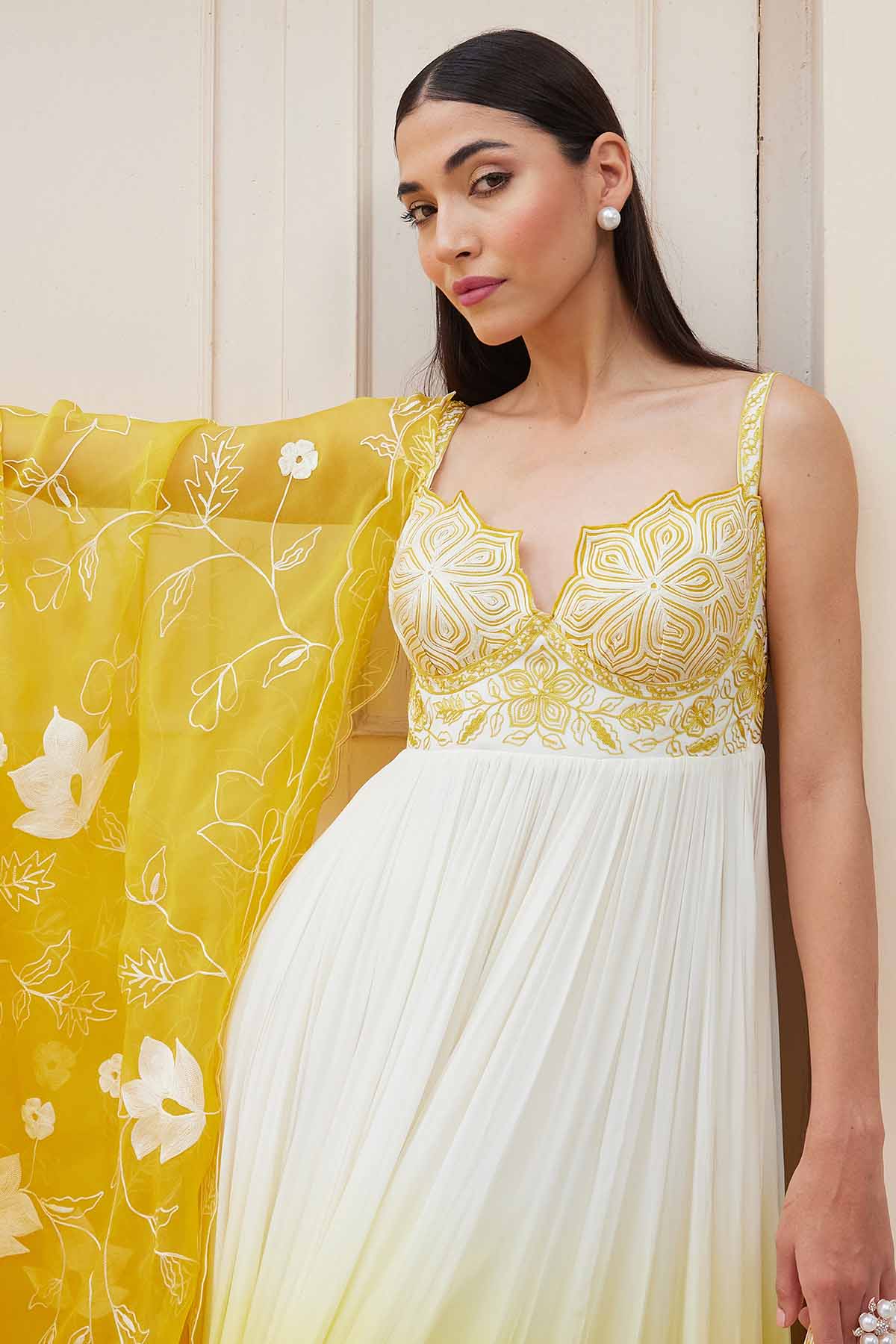 Ombre Thread Work Anarkali Set