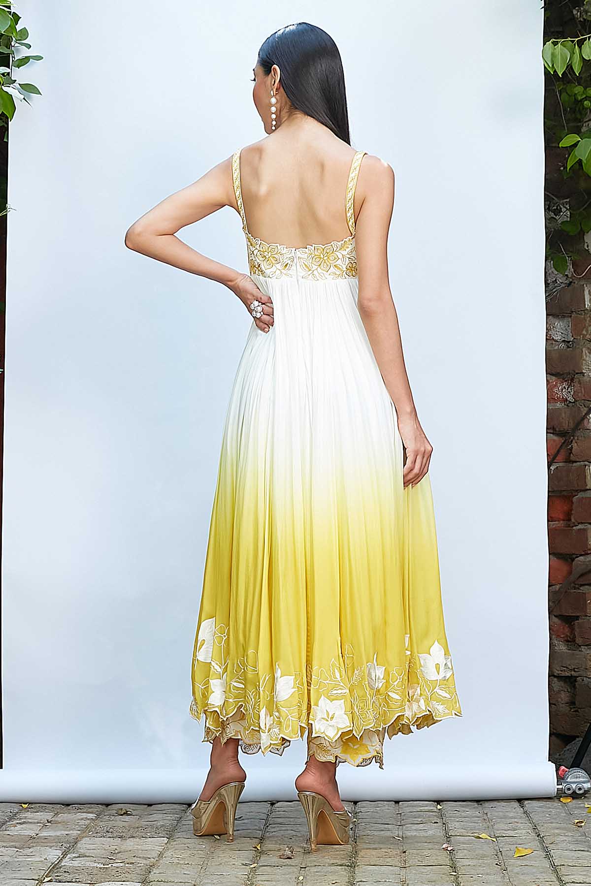 Ombre Thread Work Anarkali Set