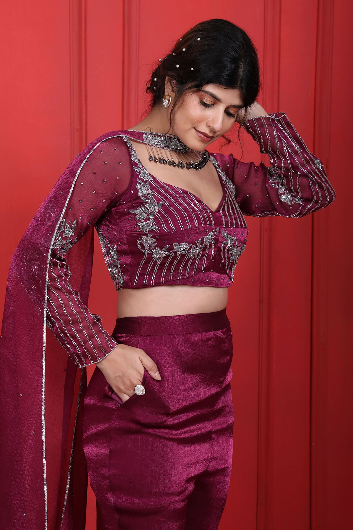 Ombre Thread Work Lehenga Set