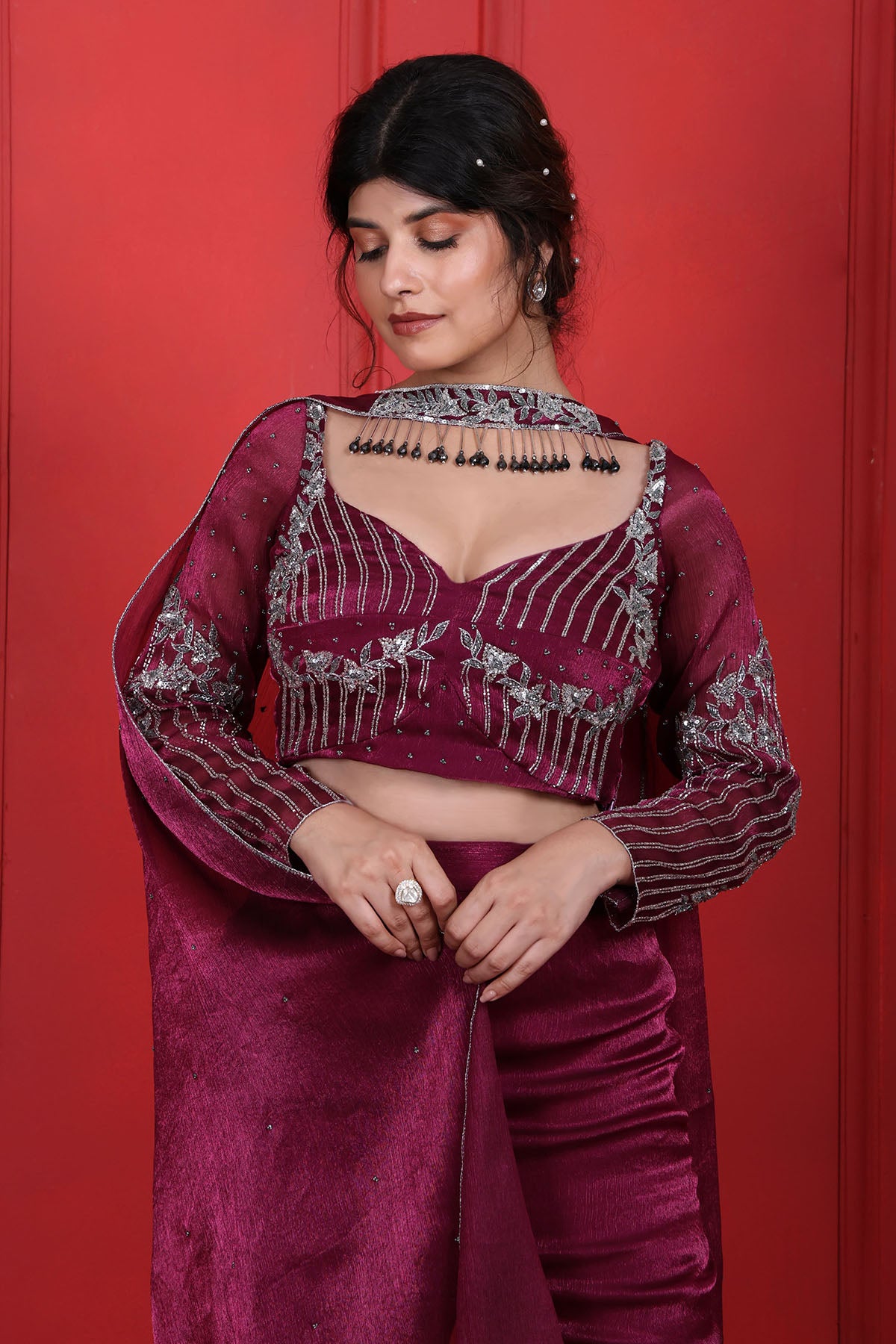 Ombre Thread Work Lehenga Set