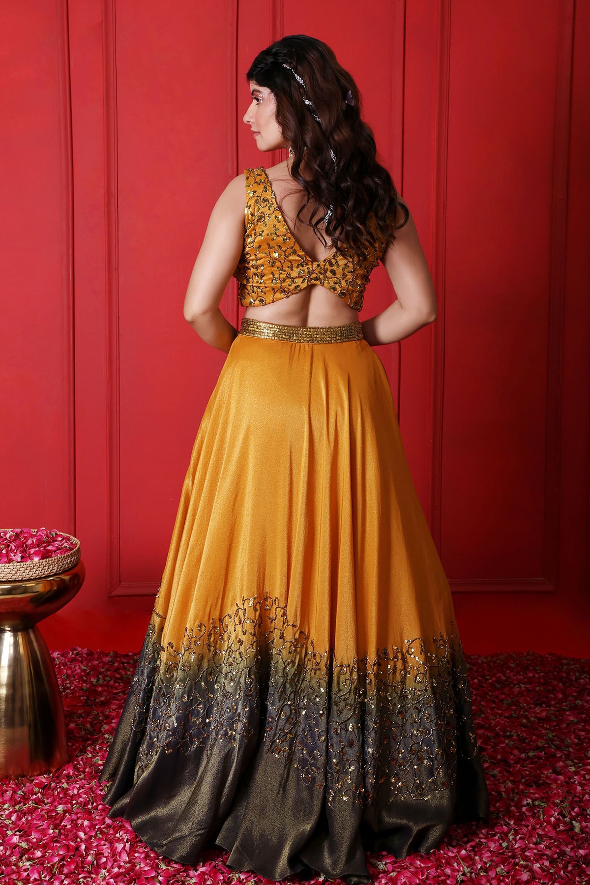 Thread Work Ombre Lehenga Set