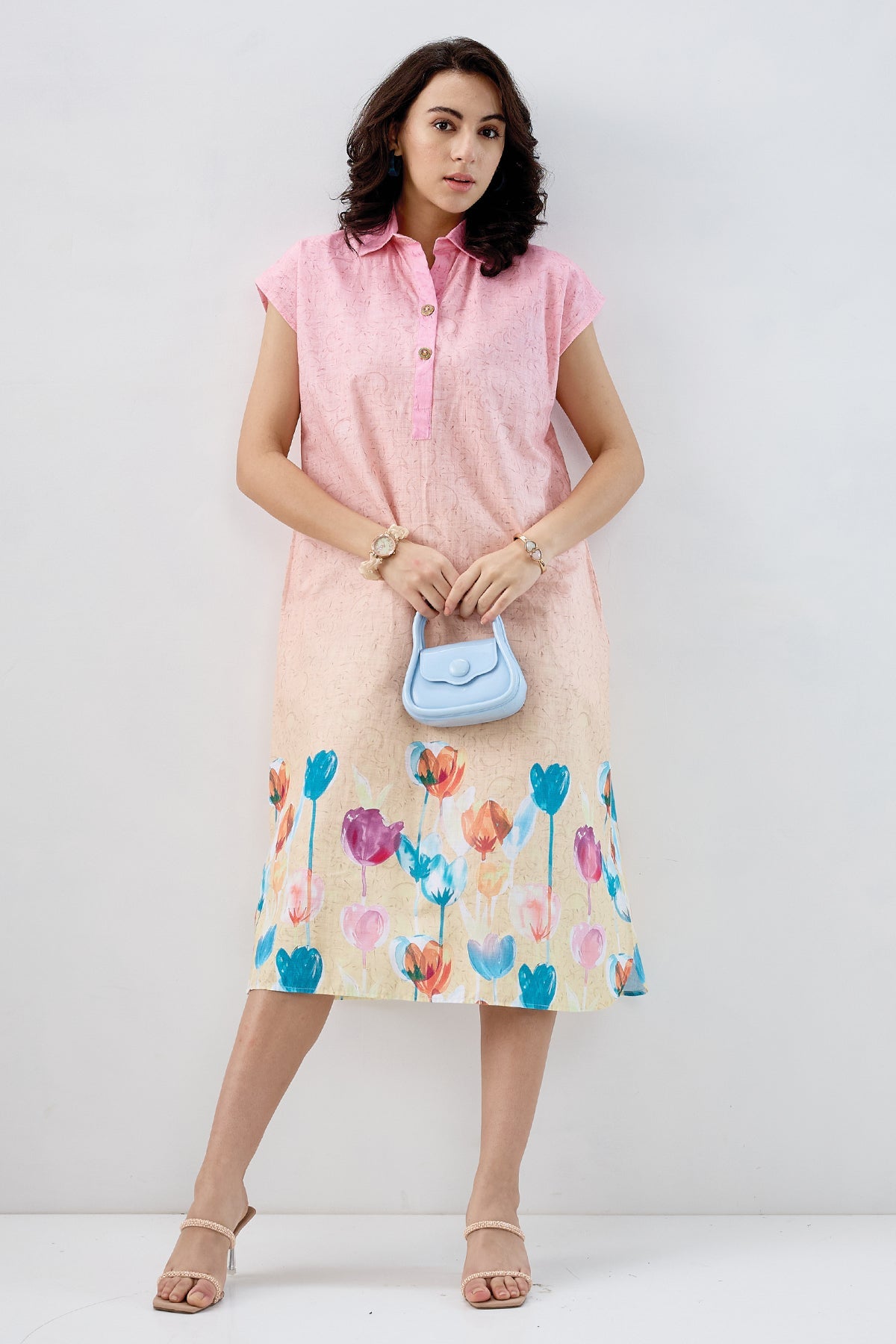 Buy Ombre Tulip Print Cotton Dress for Women by SNEHA B Designer online available at scrollnshops