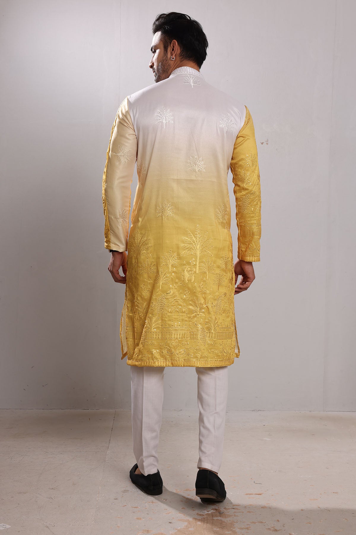 Ombre Yellow Embroidered Kurta