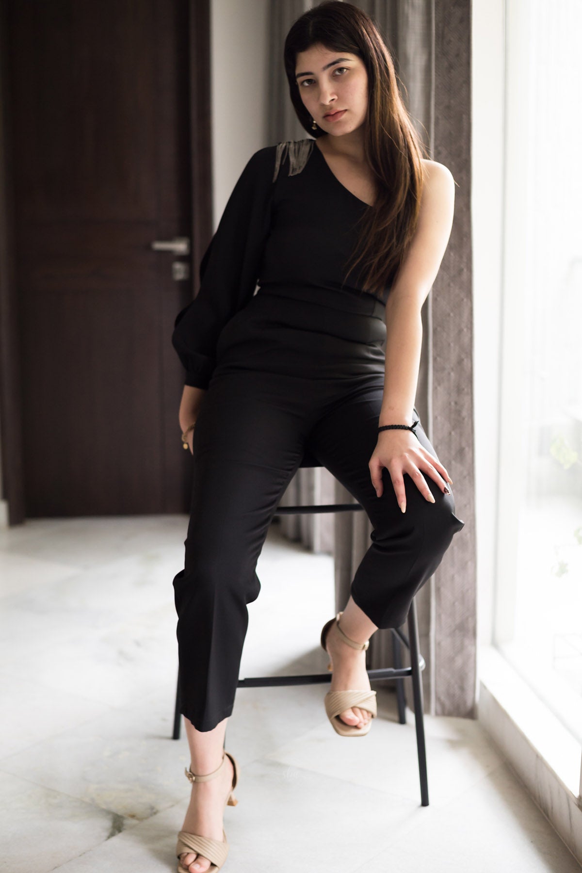 One Shoulder Black Jumpsuit