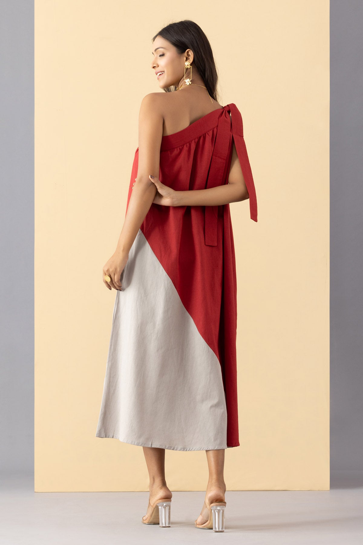 One Shoulder Dual Tone Dress