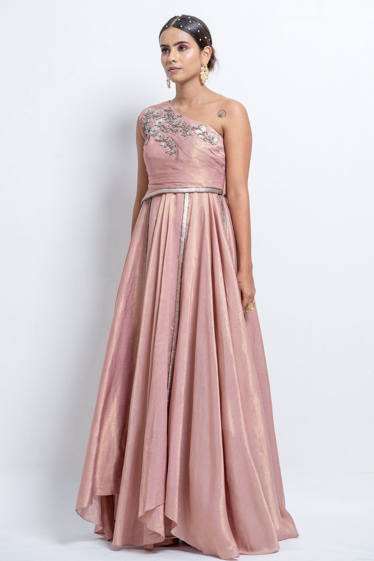 One Shoulder Flared Gown