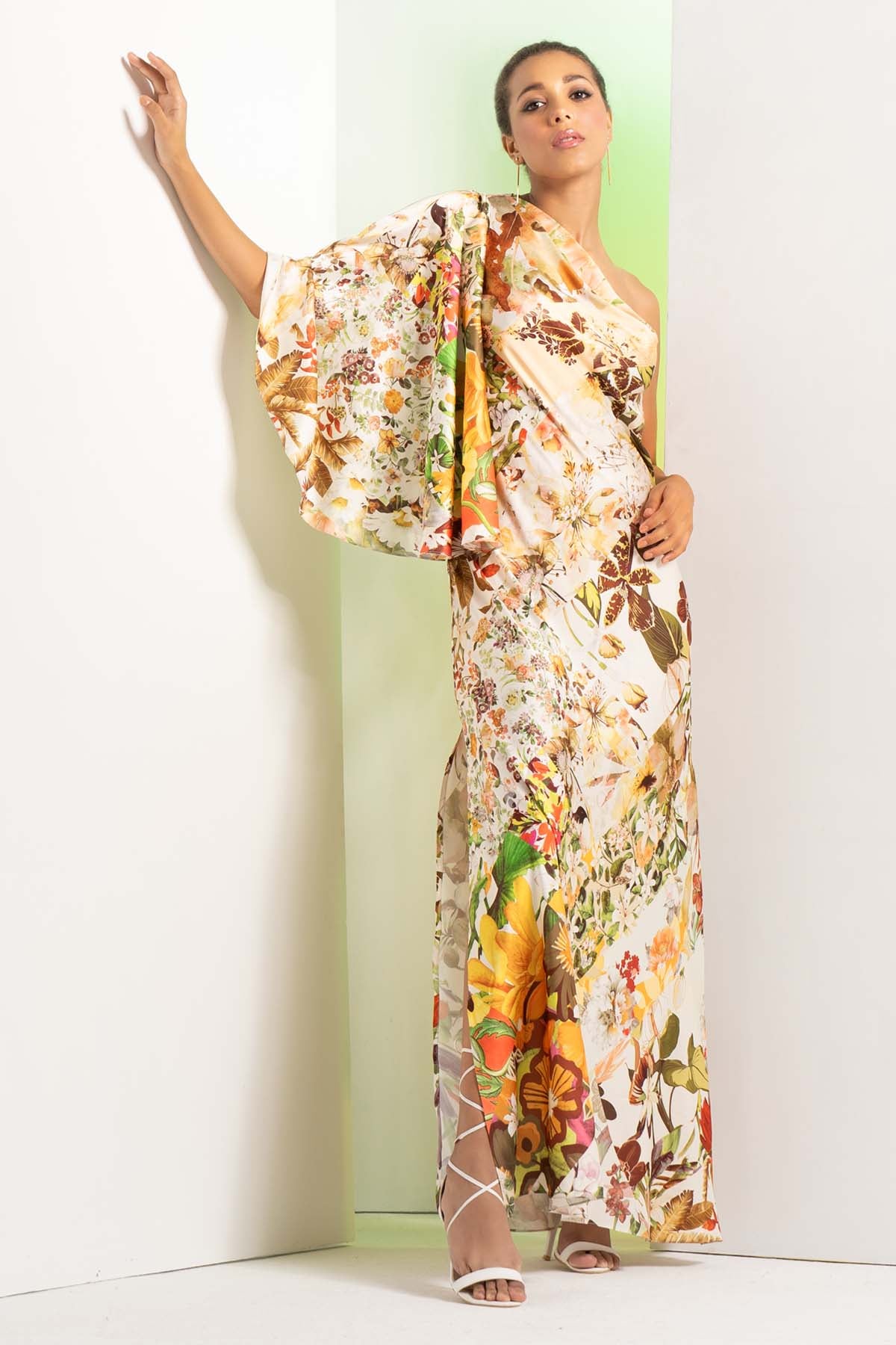 Multi Color One Shoulder Kaftan