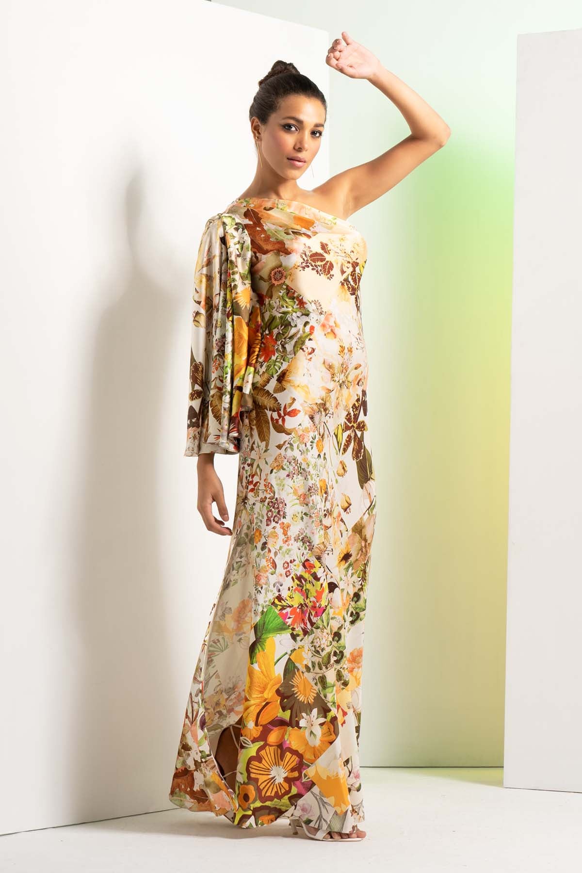 Multi Color One Shoulder Kaftan