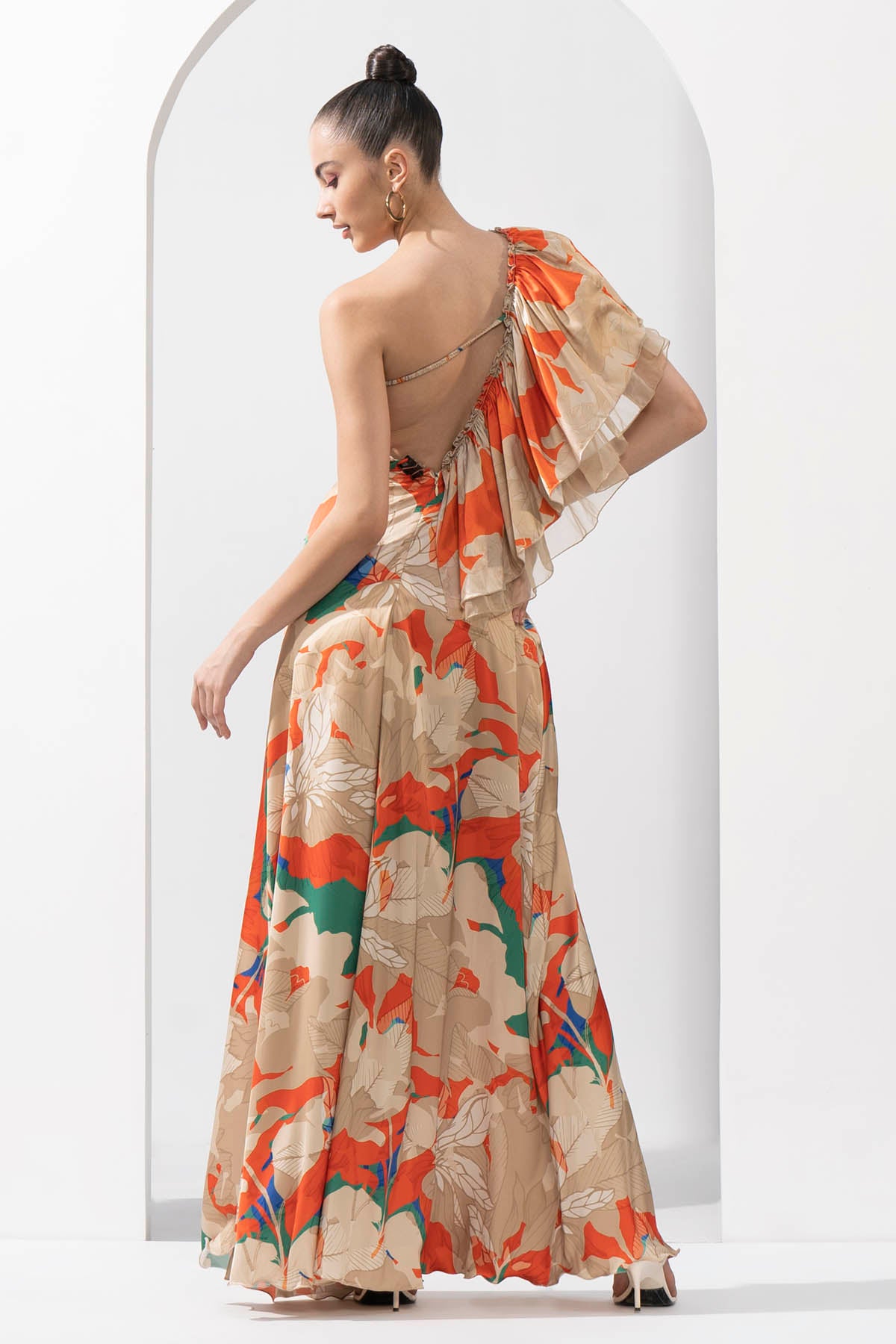 One Shoulder Frilled Dress