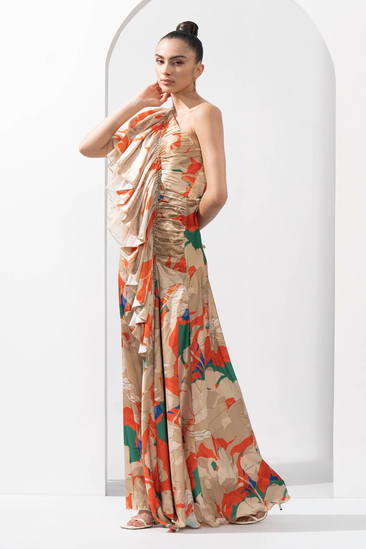 One Shoulder Frilled Dress