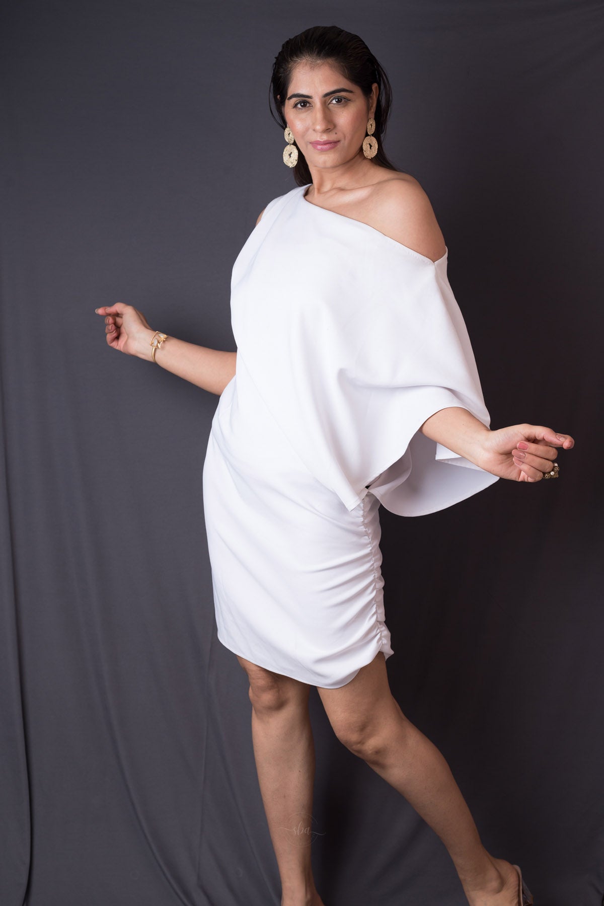 One Shoulder White Mini Dress
