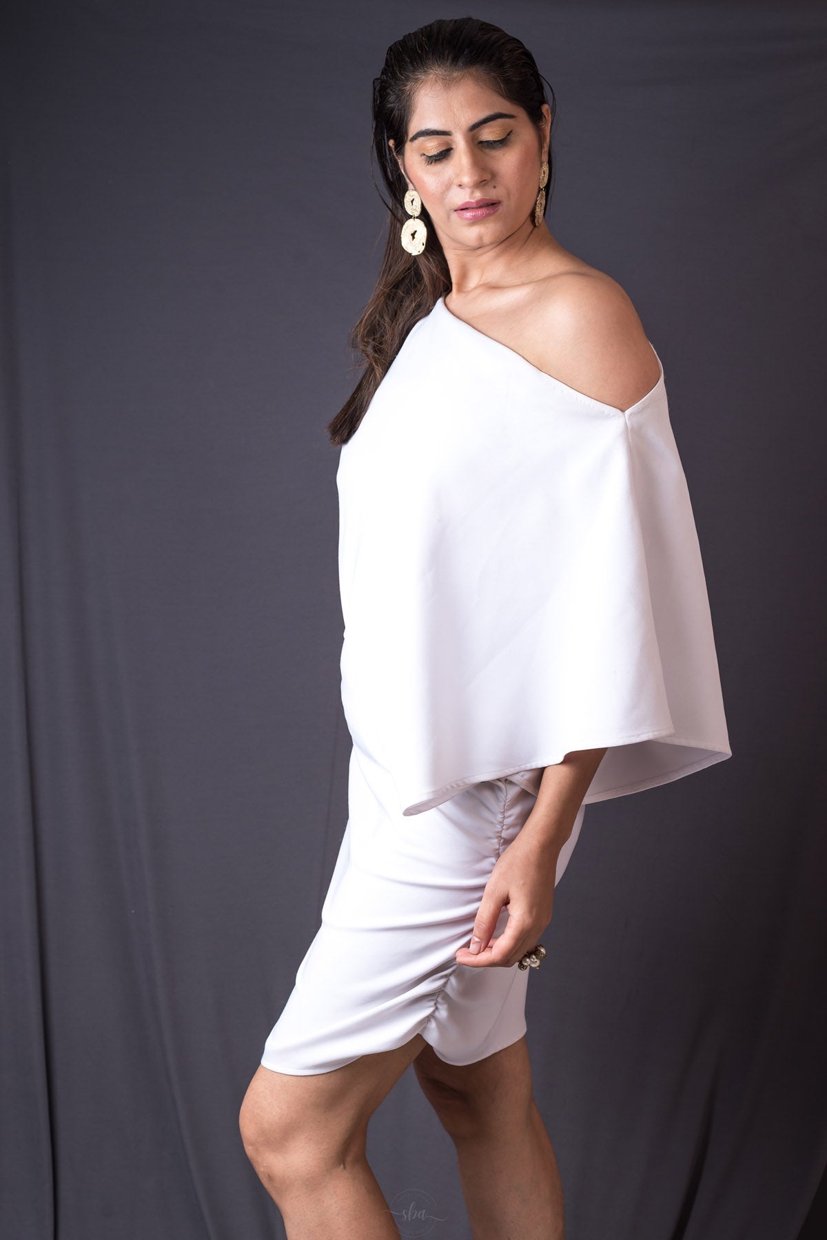 One Shoulder White Mini Dress