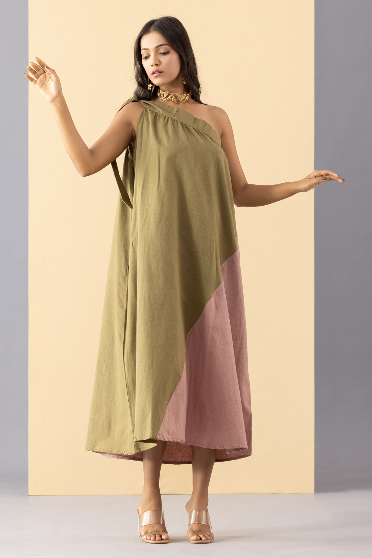 Buy Markkah Studio One Shoulder Cotton Dress for Women Online at ScrollnShops