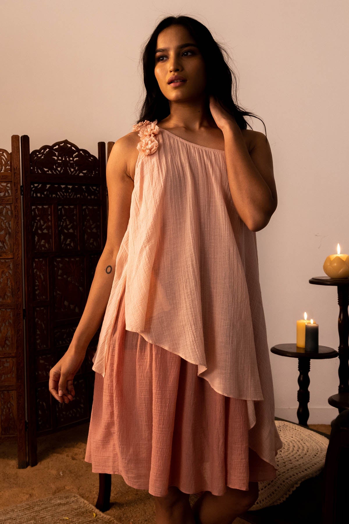 Buy One Shoulder Flare Layered Dress By Beachbum Online