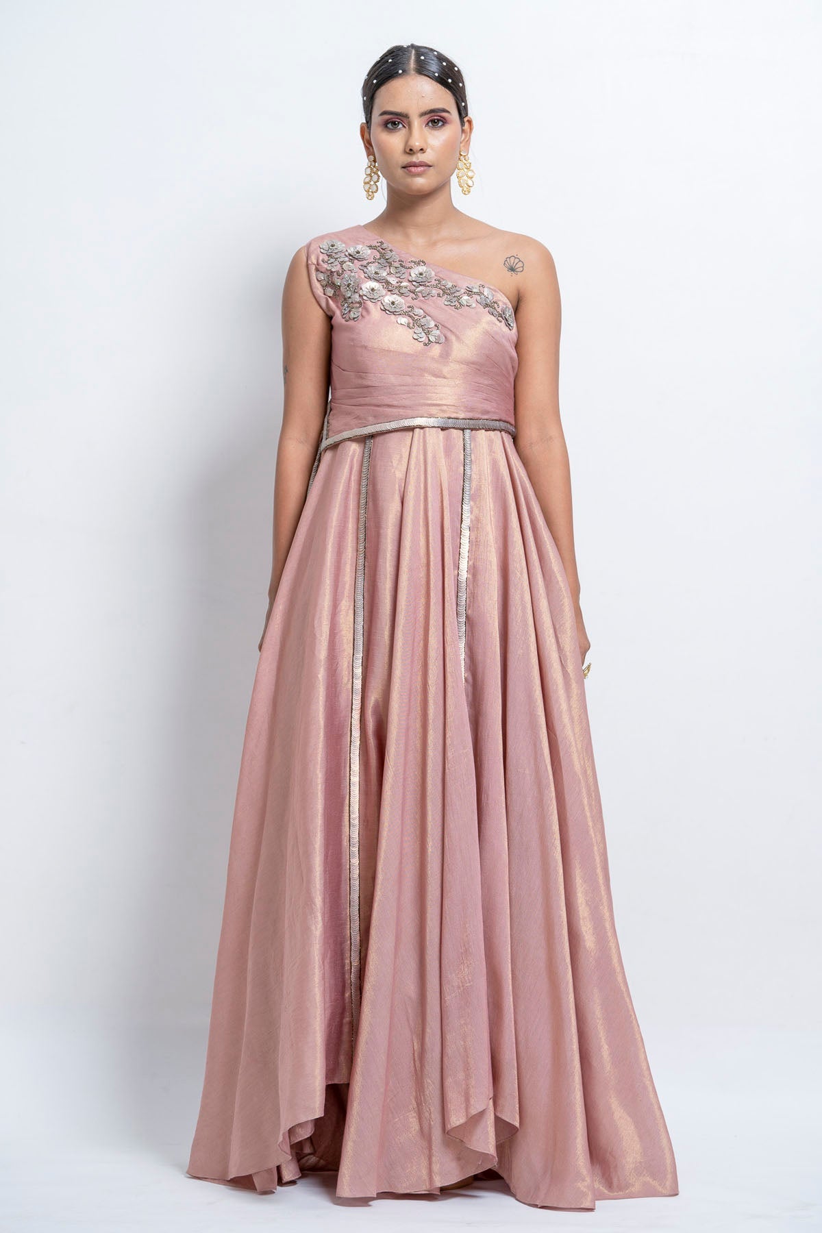 One Shoulder Flared Gown at ScrollnShops