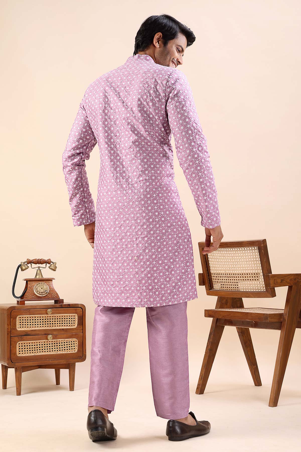 Onion Cotton Silk Sherwani Set