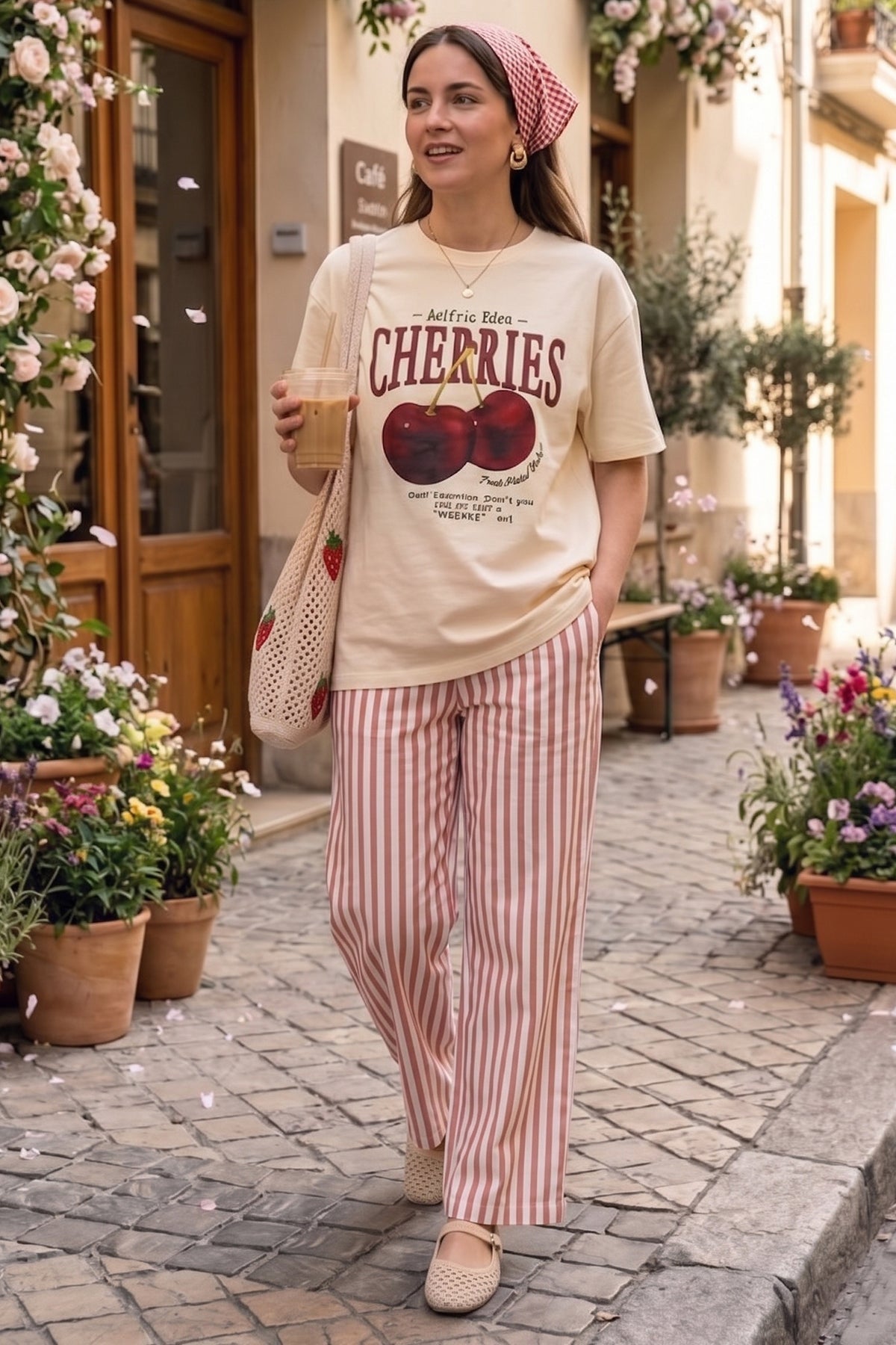 Buy Onion Pink Cotton Stripe Pants for women by Sneha B online available at scrollnshops