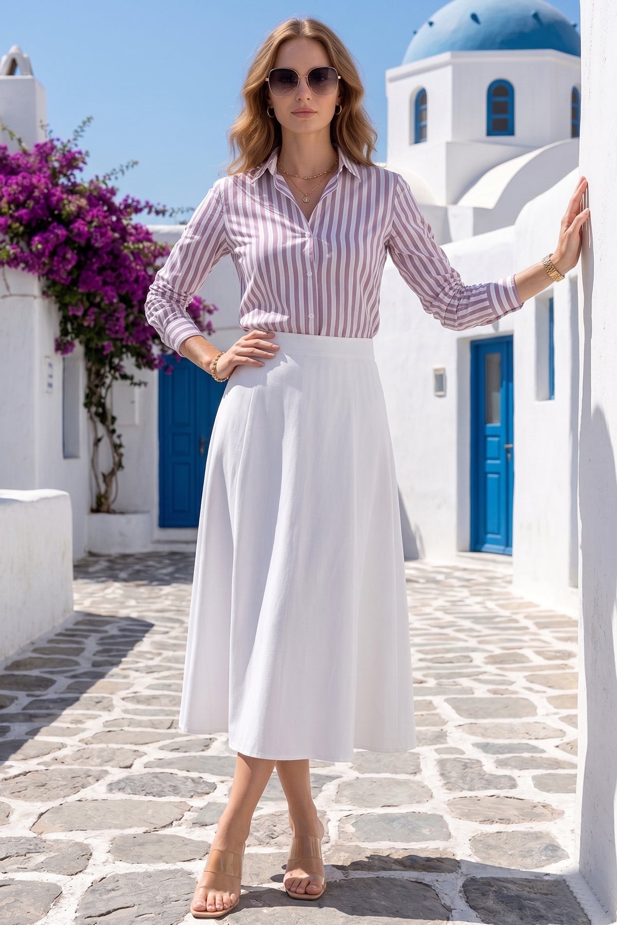 Onion Pink Cotton Stripe Shirt