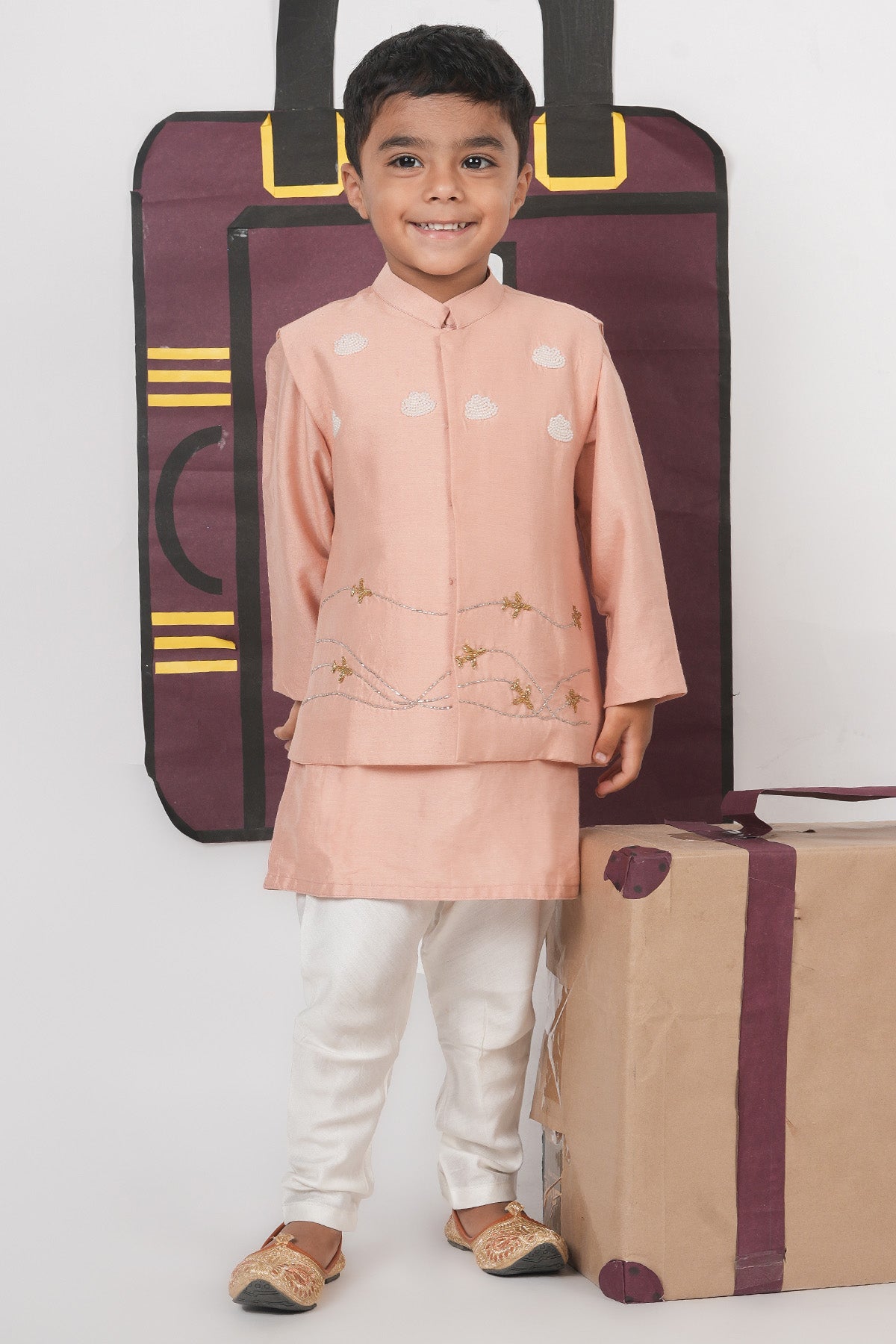 Onion Pink Embroidery Bundi Set