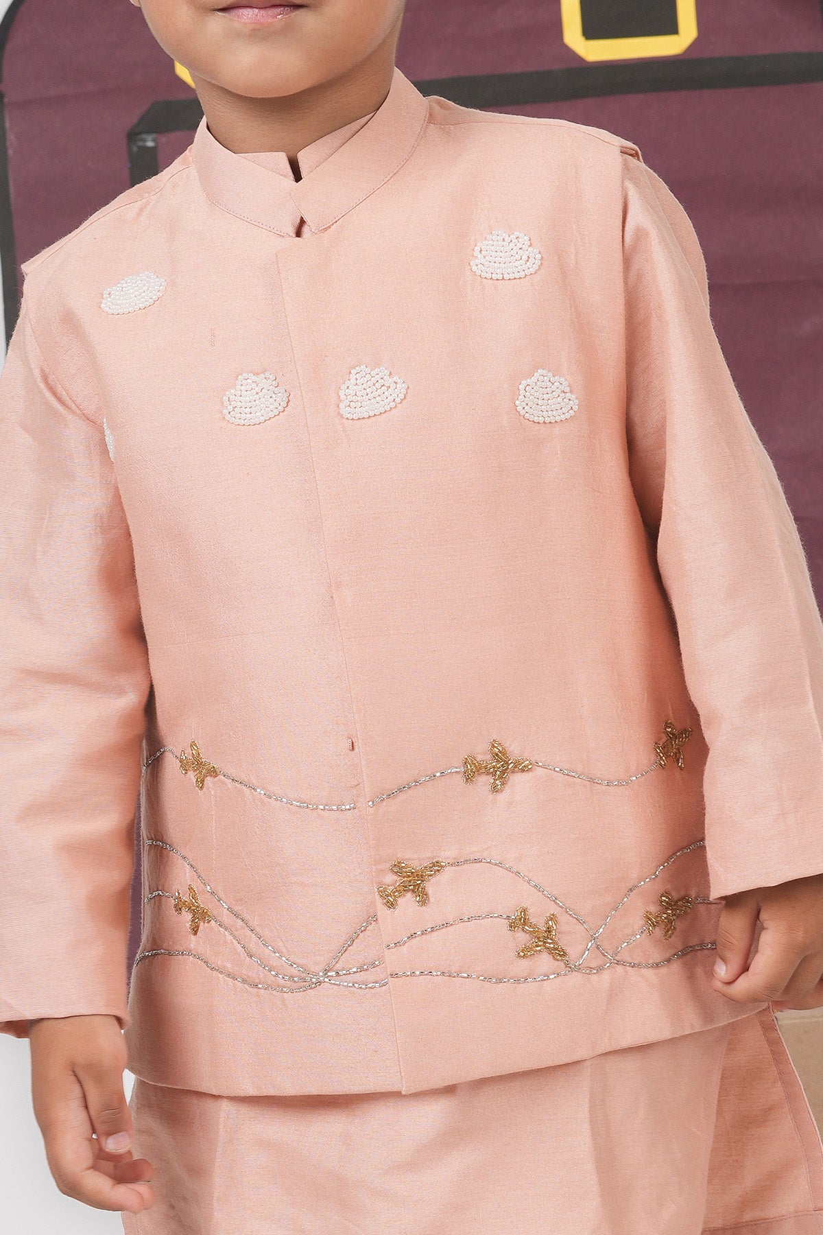 Onion Pink Embroidery Bundi Set