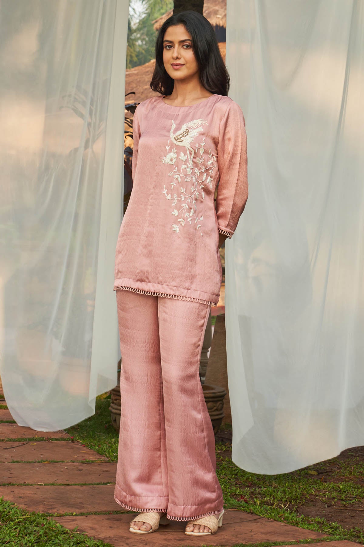 Onion Pink Sequins Co-ord Set